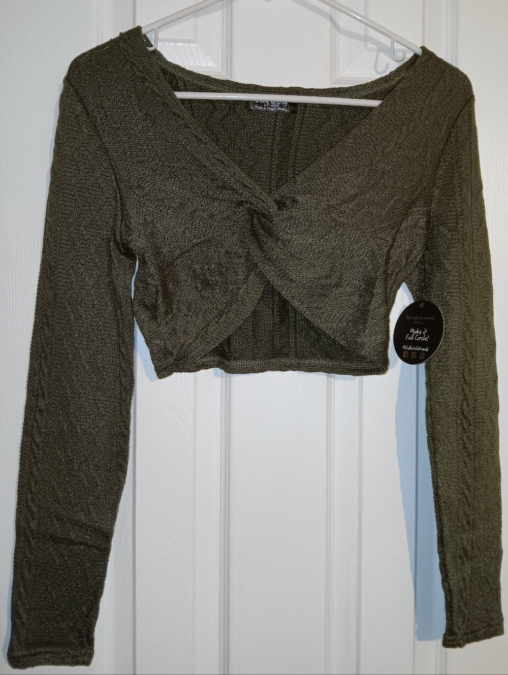 NWT Olive Green Twist Front Crop Top